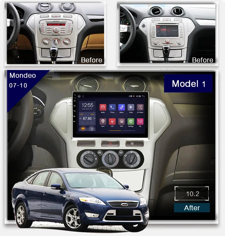 Горячая распродажа 10 дюймов 2.5D Android 8,1 автомобильный DVD gps плеер для Ford Mondeo 2007-2010 мультимедийная навигационная система с BLUETOOTH