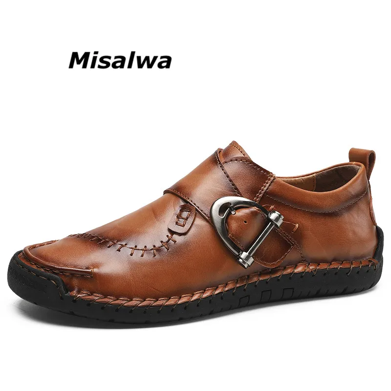 

Misalwa Spring Autumn Men Casual Shoes Loafers Designer Buckle Breathable Moccasins Flats Slipe On Driving Shoes Oversize 38-48
