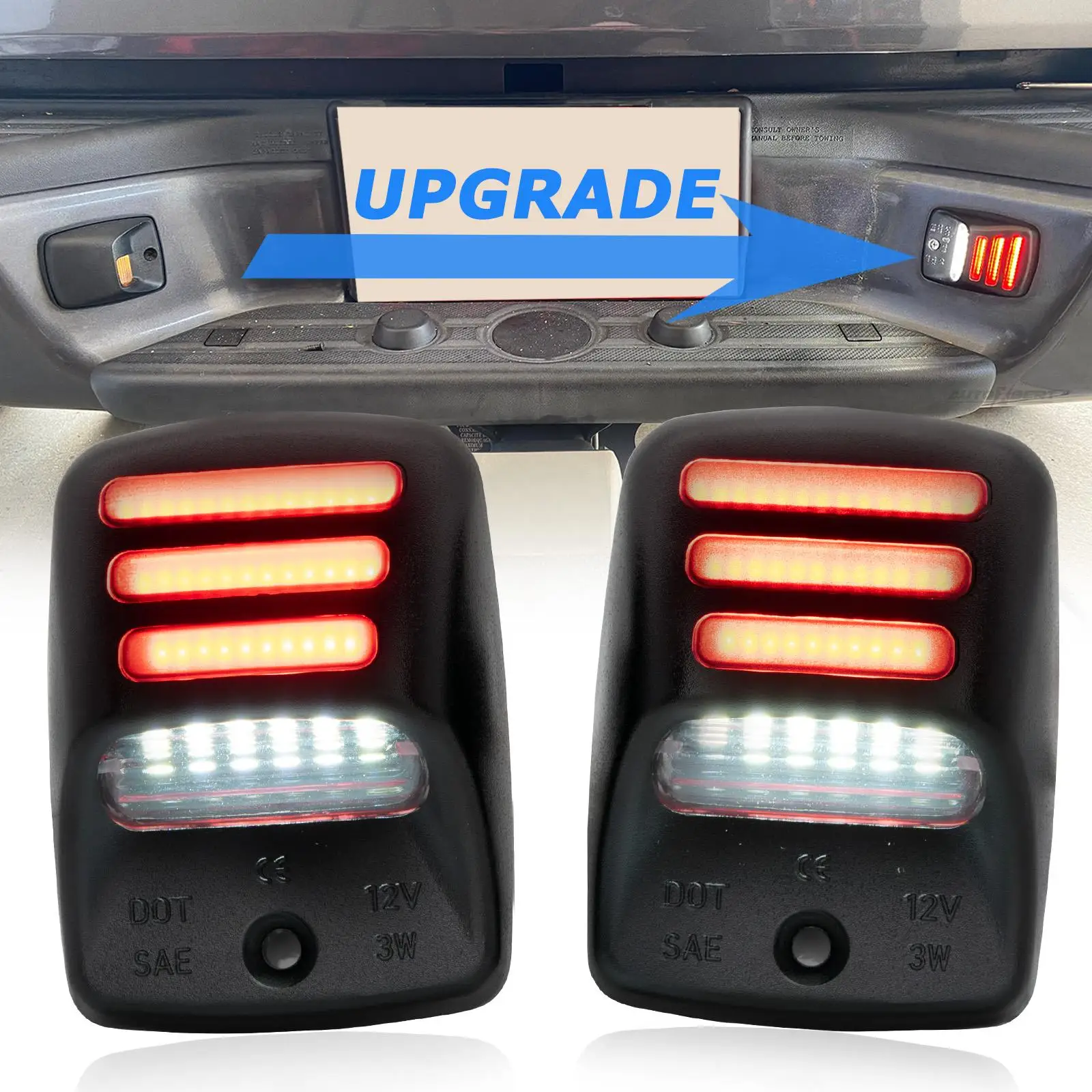 2PCS License Number Plate Light For Toyota Tacoma Truck 2005-2015 Tundra Pickup 2000-2013 Car Rear Tail Bumper Lamp White |
