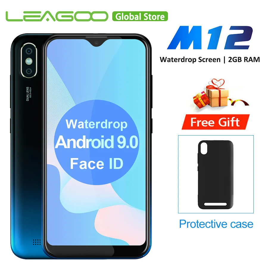 LEAGOO M12 5 7 дюйма 19:9 HD + IPS экран водослива 2 Гб ОЗУ 16 ПЗУ Android 9 0 MT6739V 3000 мАч 8MP Face ID 4G