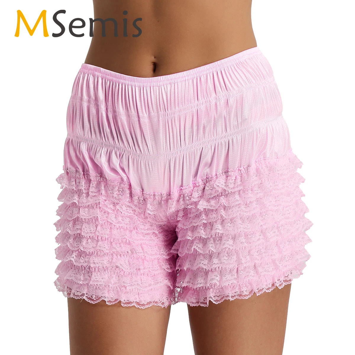 

Women Lace Lingerie Tiered Ruffle Lace Bloomers Shorts Sexy Boxer Panties Femme Dance Bloomer Underwear Bottoming Safety Shorts