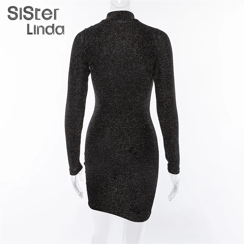Sisterlinda элегантные женские обтягивающие платья с длинным рукавом Осенние сексуальные мини платья для вечеринок прямое платье Mujer
