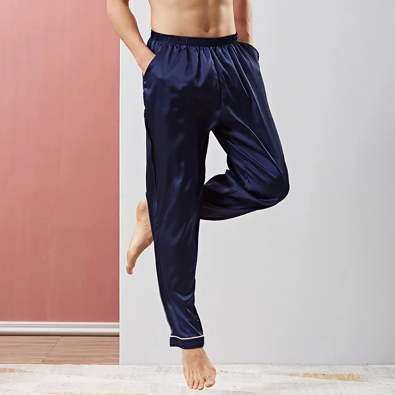 Mens Sleepwear Sleep Bottoms Pants Sleeping Trousers Silk Men Wear Man Mens Pajamas Summer Room