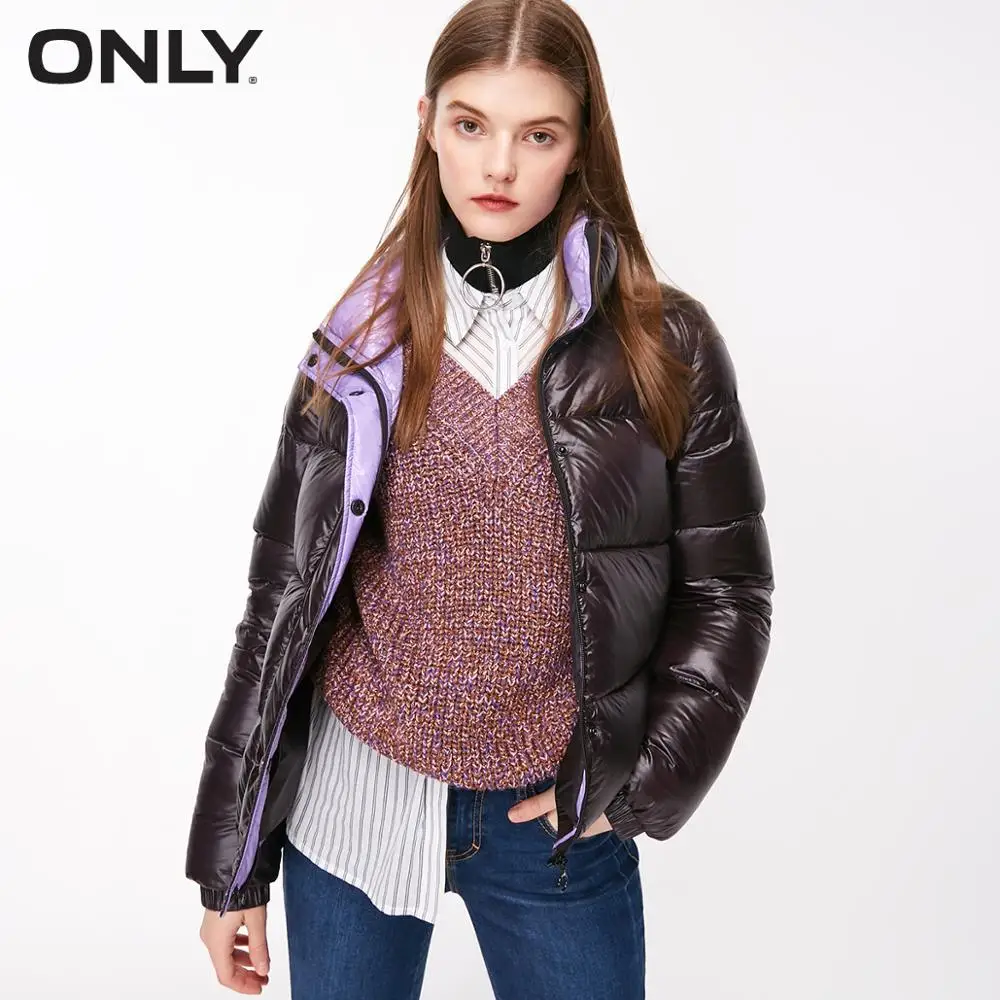 

ONLY 2019 Autum Winter New Arrivals Stand-up Collar Straight Fit Detachable Two-colored Short Down Jacket | 118323511