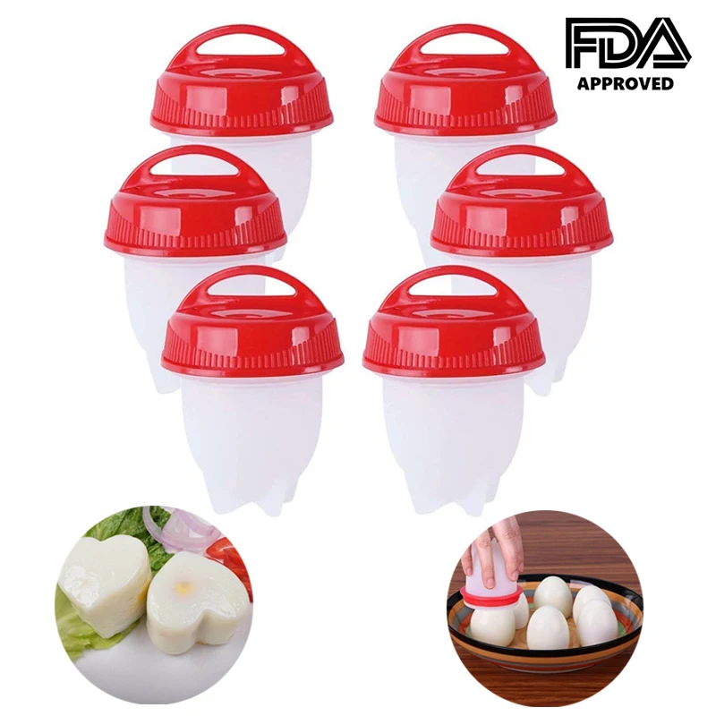 

6pcs/set Egg Cooker Food Grade Silicone Non-stick Egg Cup Egg Poacher Cooking Kitchen Accessories Gadgets