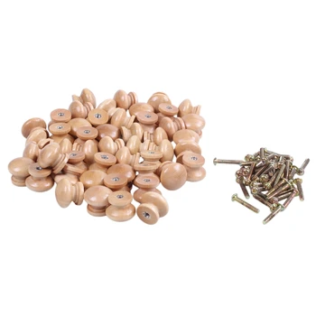 

Furniture Drawer Door Cabinet Closet Wood Round Knob Pull Handle 50pcs