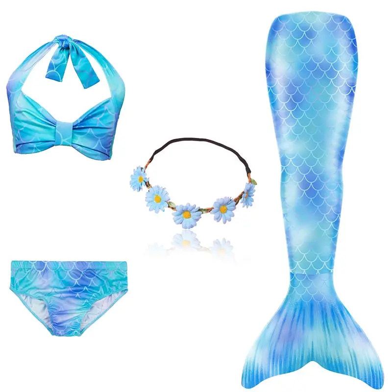 Купальник с хвостом Русалочки для девочек; костюм для костюмированной вечеринки; детский купальный костюм русалки с хвостом; купальный костюм - Цвет: Package 3