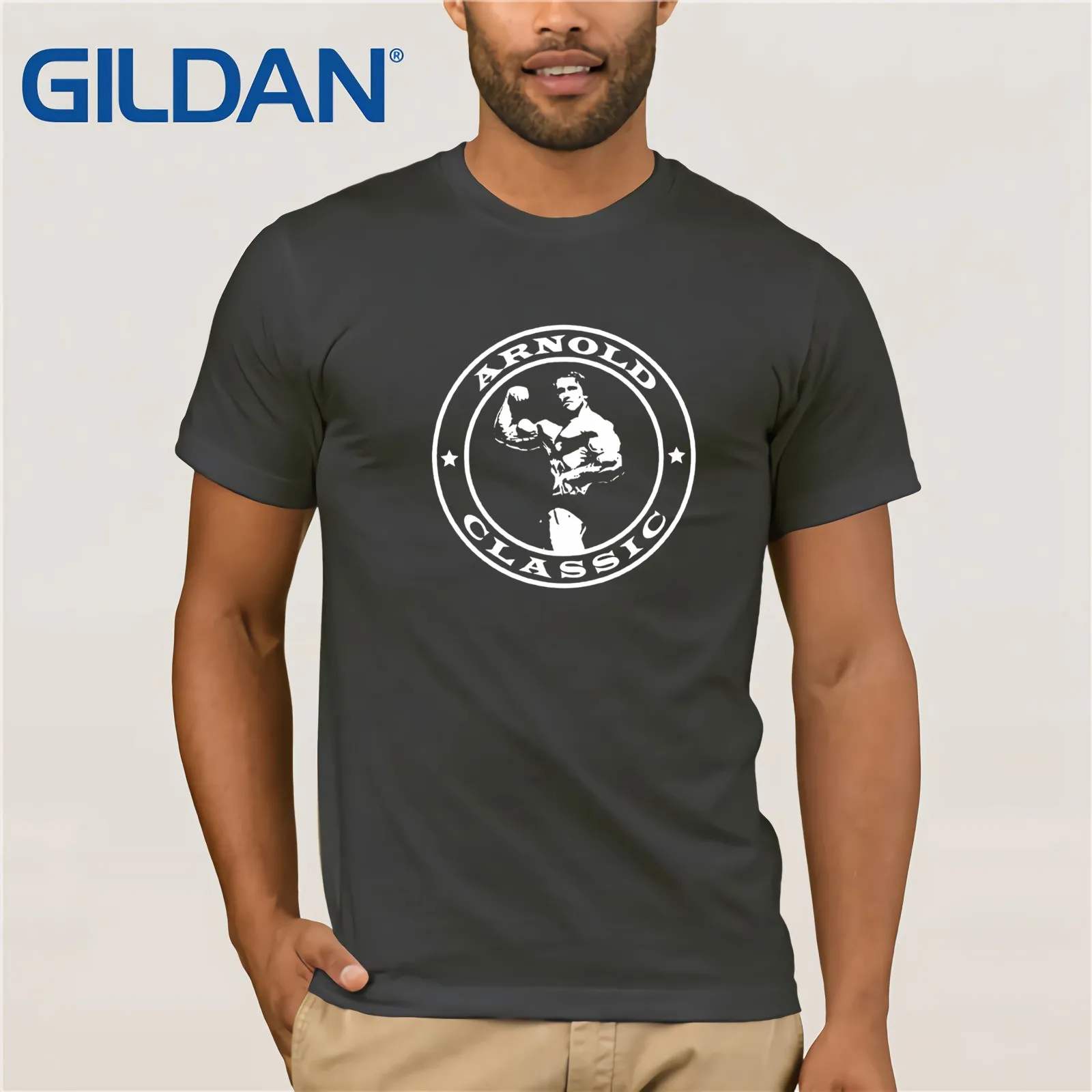 Новое поступление футболка с круглым вырезом для мужчин Арнольд Классическая футболка для бодибилдинга тренировочный тренажер мотивация онлайн футболка дизайн - Цвет: charcoal gray