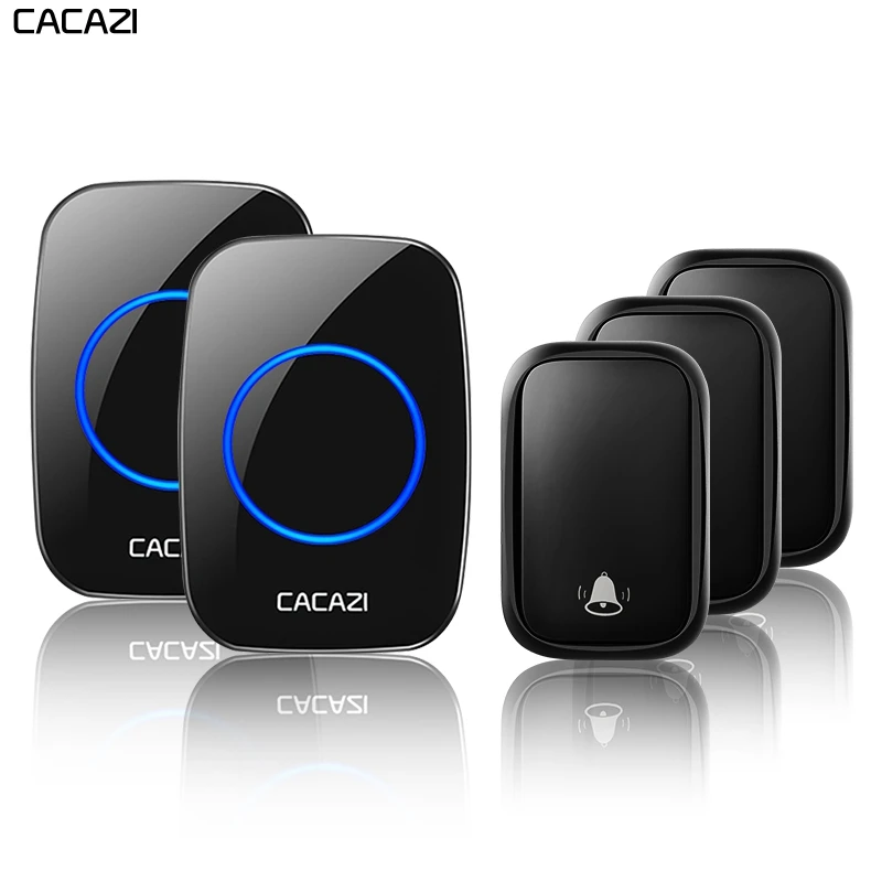 

CACAZI Wireless No Battery Required Doorbell Self-powered 3 Transmitter US EU UK AU Plug 1 Receiver Intelligent Home Call Bell