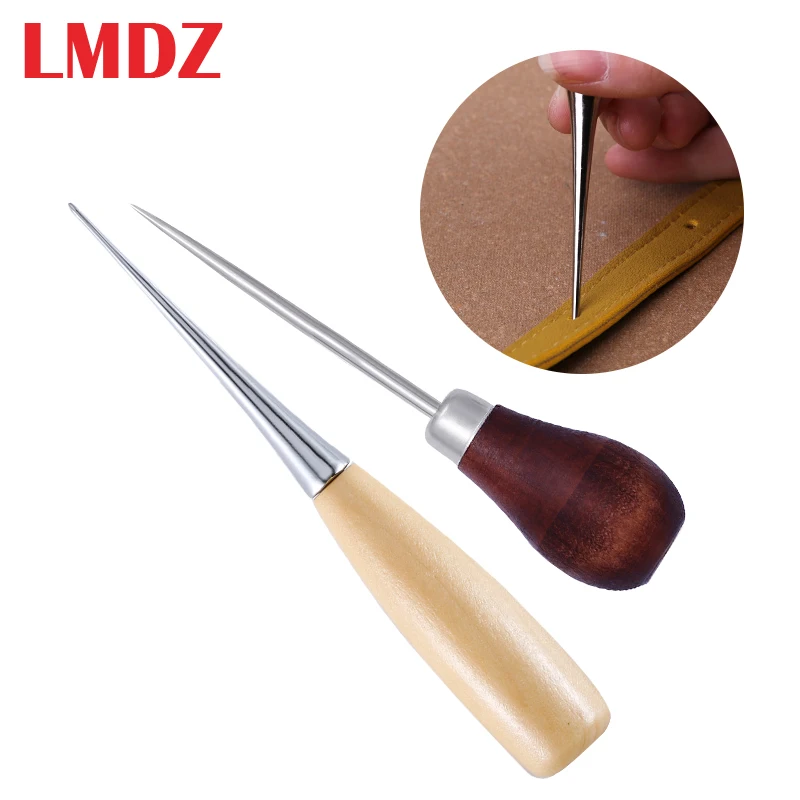 Piece Wooden Handle awl Leather Craft Stitch awl DIY Sewing Leather Tool Practical Design and Durable 2