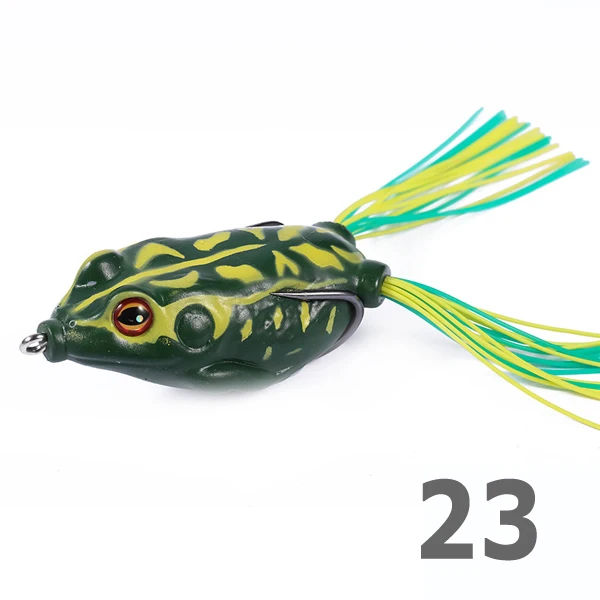 23 KASSYAA Topwater приманка для рыбы в виде мягкой лягушки Рыбалка 50 мм 9 г силиконовые Snakehead тройной крючок 55 мм 12 г качающийся, искусственный гольян кривошипная приманка - Цвет: 23