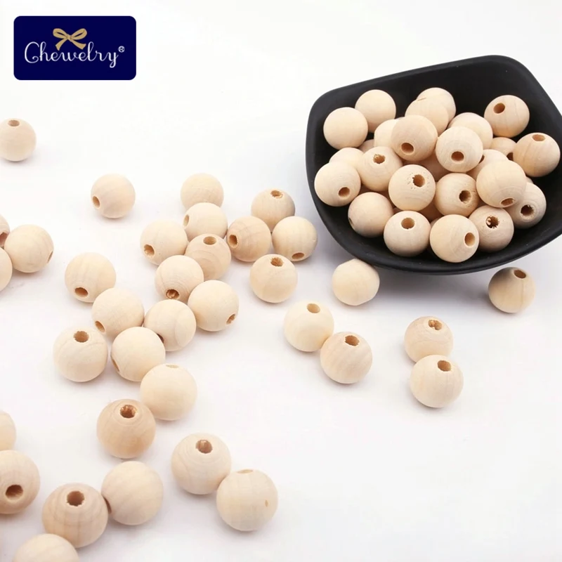 

200PC Wooden Beads Round Natural Wooden Beads Chewable Wood Tiny Rod DIY Necklace Bracelet Pacifier Chain For Children Product