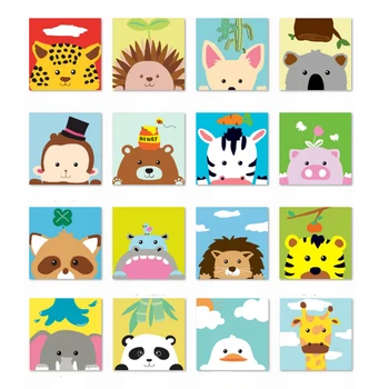 

DIY Painting By Numbers Children Cartoon Animals Paint By Number Hand Painted Calligraphy Painting 20x20cm Artowrk