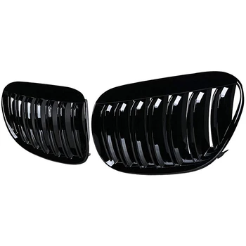 

Glossy Black Double Line Front Hood Kidney Grille Grill for 2004-2010 E63 E64 6-Series M6 Coupe Convertible