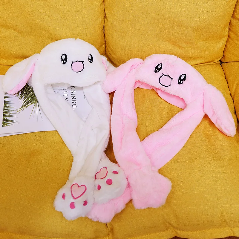 2021 New Rabbit Women's Hat Beanie Plush Can Moving Bunny Ears Hat with Movable Ears Hat for Women/Child/Girls