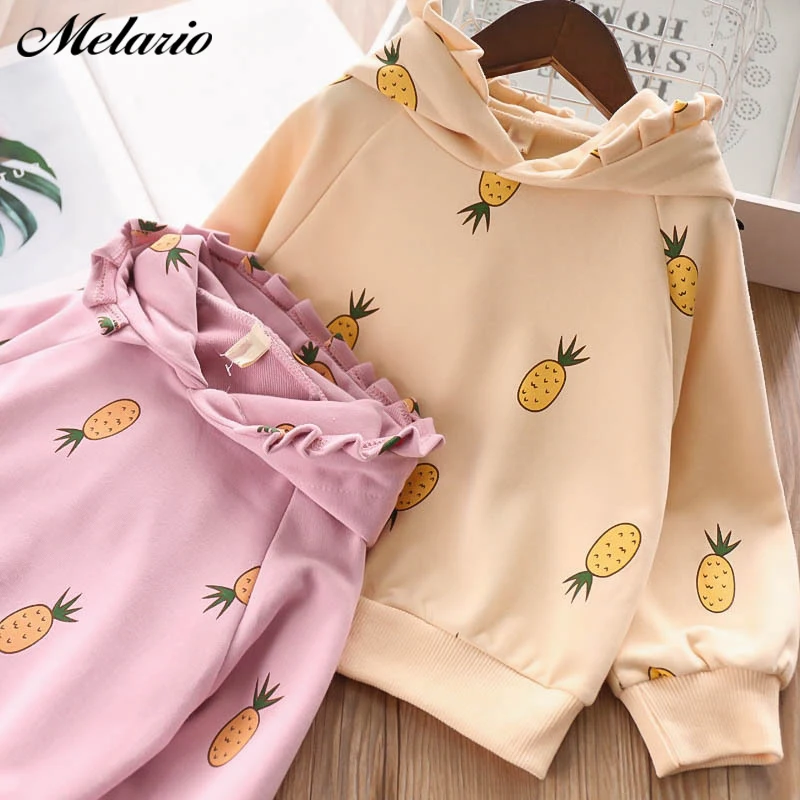 Melario/свитер для девочек; новые модные детские топы; свитер для девочек; повседневные толстовки с капюшоном с принтом ананаса; пуловер; одежда
