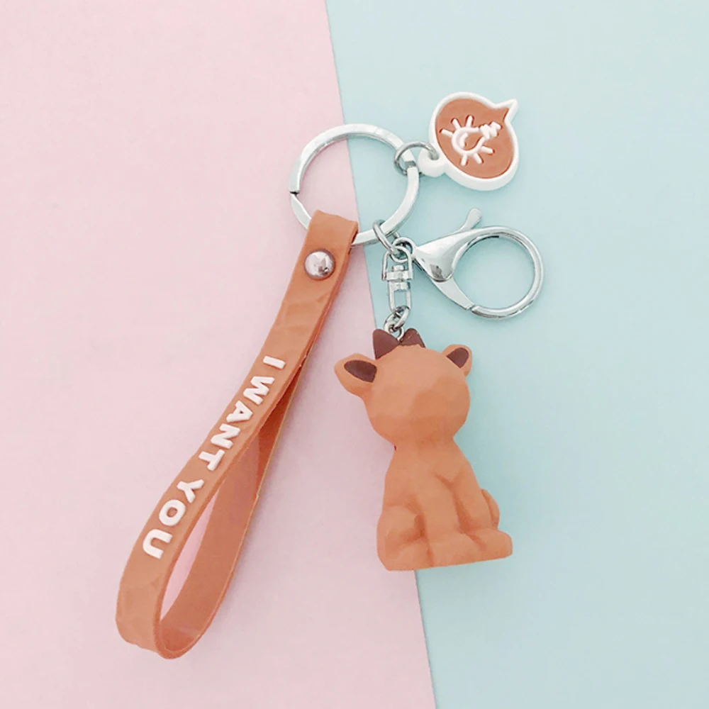 

Highquality Cartoon Panda Geometric Key Chains Small Dinosaur Keychains Animal Key Ring Women bag Charm Pendant Gifts For Girl