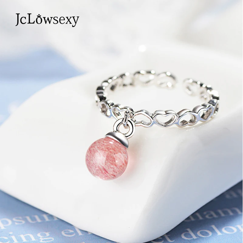 Женские кольца с серебристым покрытием Jclowsexy розовые кристаллами клубники