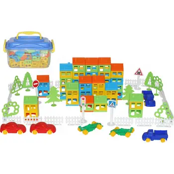 

Stacking Blocks Polesie The constructor of \"Build Your City\" (180 items) (container) toys for children for kids game constructor blocks toys for boys and girls