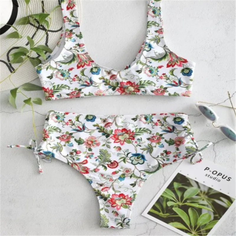Impression bikini femmes coupe haute deux pi�ces maillot de bain bikini maillot de bain maillots de bain maillot de bain femme