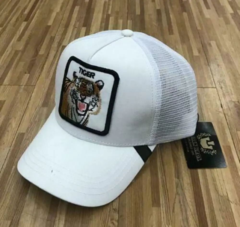 Новинка, летняя кепка для водителя грузовика, сетчатая бейсболка, хип-хоп кепка для мужчин, бейсболка с вышивкой, тигрово-белая