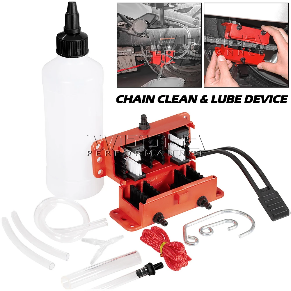 Premium Chain Cleaning & Lube Device Lubricating Kit Set For Motorcycle