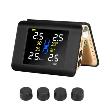 

Universal TPMS Car Wireless Tire Pressure Monitoring System with 4Pcs External Sensors Alarm, for Car Windshield Beige