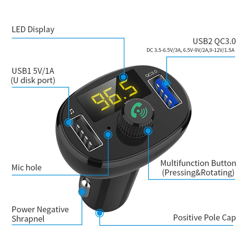 Универсальный беспроводной Bluetooth 4,2 Авто Автомобильное USB зарядное устройство fm-модулятор передатчик Радио адаптер громкой связи mp3-плеер