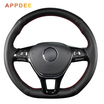 

Handsewing Black Artificial Leather Steering Wheel Covers for Volkswagen VW Golf 7 Mk7 New Polo Passat B8 Tiguan Sharan Jetta
