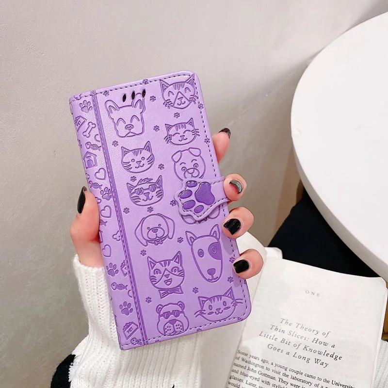 Кожаный чехол книжка с милой собакой для Samsung Galaxy S8 S9 S10 Plus S10E Note 10 Pro M30S бумажник