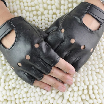 

Men's Street Dance Half Finger Leather Gloves Nightclub Pole Dance Non-Studded Gloves Casual Sport Street Dancing Cool Gloves
