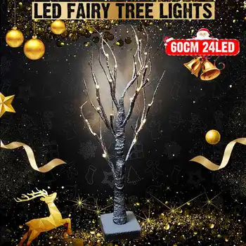 

60cm Small Decorated Christmas Tree With LEDS Decorated Light Fake Snow Tree Artificial Christmas Tree Santa Holiday Decoration