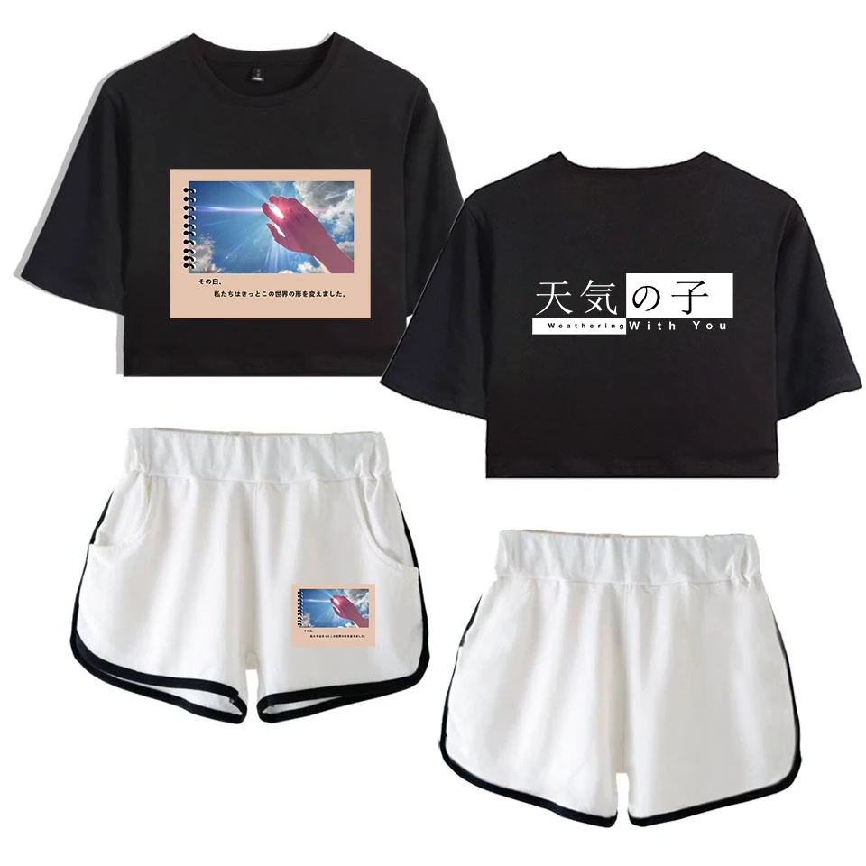 2D Son of the weather  2 short sets for women girls comfortable 2piece set popular gym matching sets