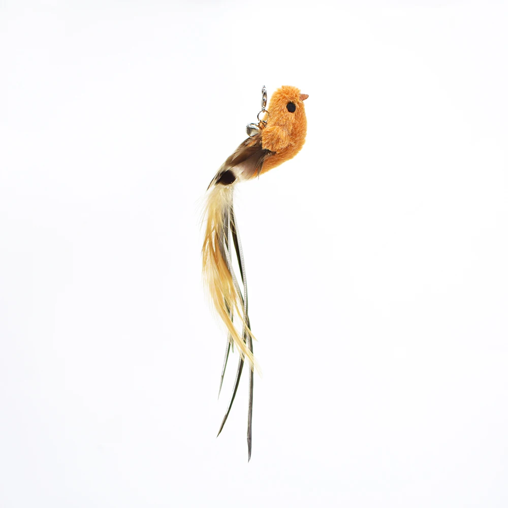Suction Cup Simulation Bird Interactive Cat Toy Detachable Replacement Feather Bird for Kitten Teaser Play Chase Cat Stick Toys 