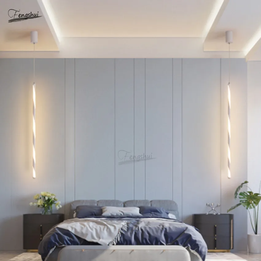 

Modern Minimalist Led Lines Light Fixtures Nordic Design Cafe Loft Living Room Dining Room Hanging Lamp Bedroom Decor Luminaria
