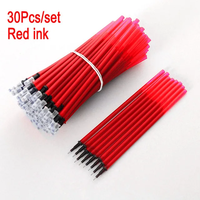 30pcs red 30 шт./компл. офисные стержень со стираемыми чернилами стержень, стираемая ручка с заправляемым стержнем 0,5 мм синего, красного, черного цвета стержни для гелевых ручек Канцелярские приспособления для работы - Цвет: 30pcs red