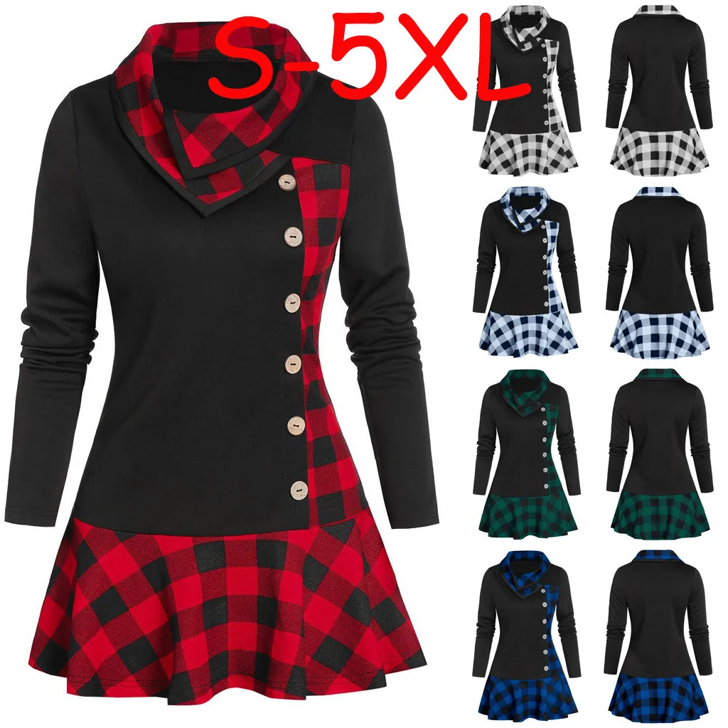 Винтажная женская блузка размера плюс 5XL, женская модная блуза на пуговицах с воротником-хомутом, с длинным рукавом, с рисунком, женская блуза@ 40