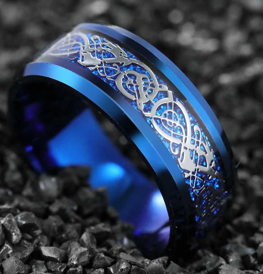 New Domineering Blue Pattern Ring Male Alloy Party Jewelry Birthday Accessories Wholesale | Украшения и аксессуары