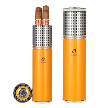 

Galiner Travel Cigar Case Jar Metal Portable Cigar Humidor Home Outdoor Accessories W/ Humidifier Hygrometer Storage Cigar Tube