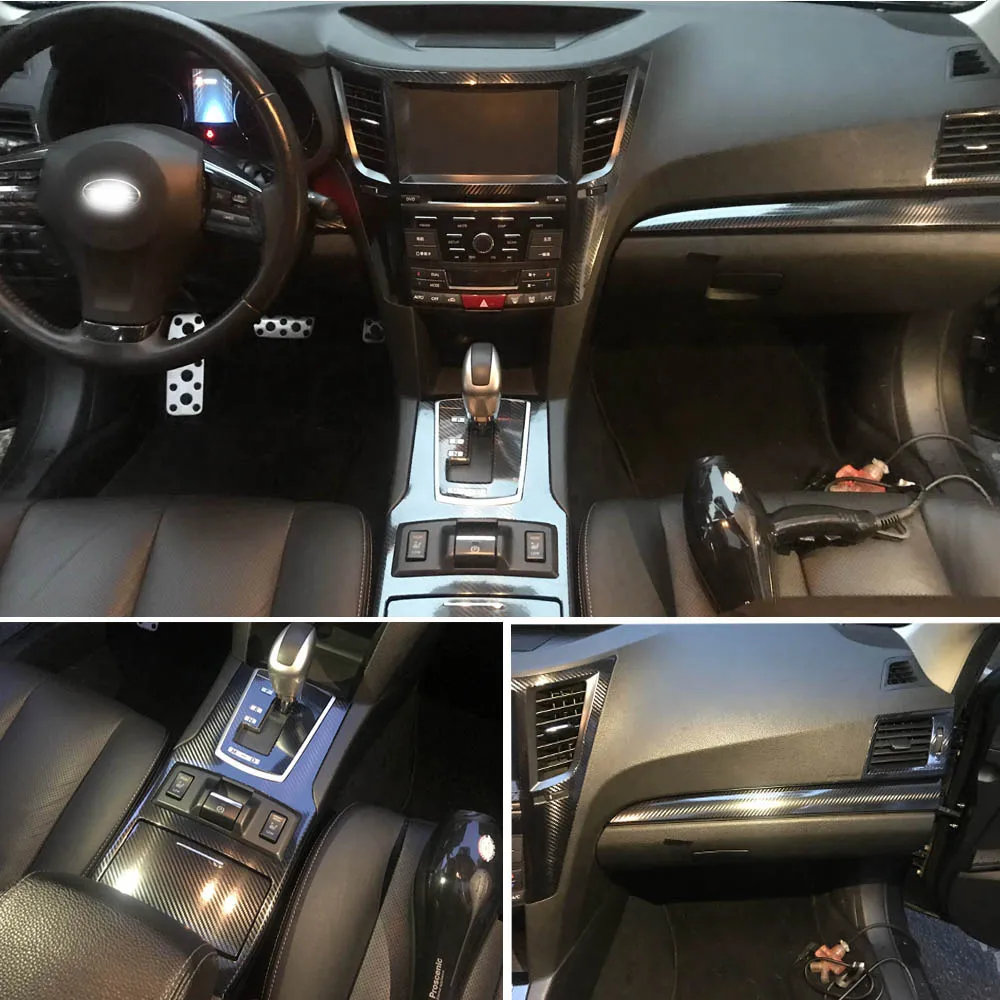 

For Subaru Legacy Outback 2010-14 Interior Central Control Panel Door Handle Carbon Fiber Stickers Decals Car styling Accessorie
