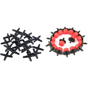 

150PCS Adjustable Irrigation Sprinkler Drip Irrigation System with 20 Pcs Black Sprinkler Irrigation Tee Pipe Barb Hose