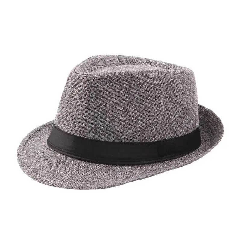 Новинка, модная мужская шляпа Fedoras, женская модная льняная джазовая шляпа на лето и весну, черная Шерстяная кепка, Уличная Повседневная Кепка - Цвет: F