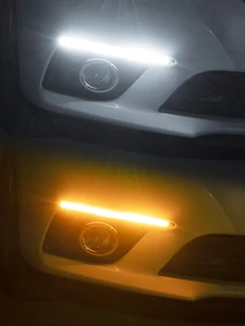 2 шт. Светодиодные Автомобильные DRL дневные ходовые огни Водонепроницаемые Универсальные DC 12 В Автомобильные фары последовательный сигнал ...