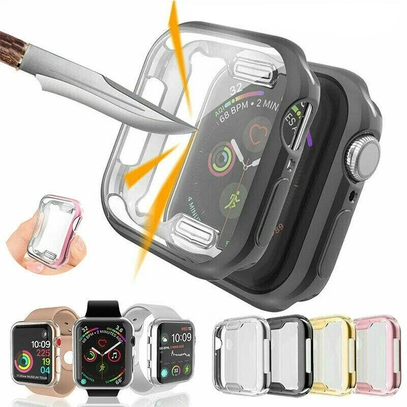 Чехол для Apple Watch Series 5 4 3 2 Ультратонкий бампер защита экрана 38 мм 40 42 44 Мягкий