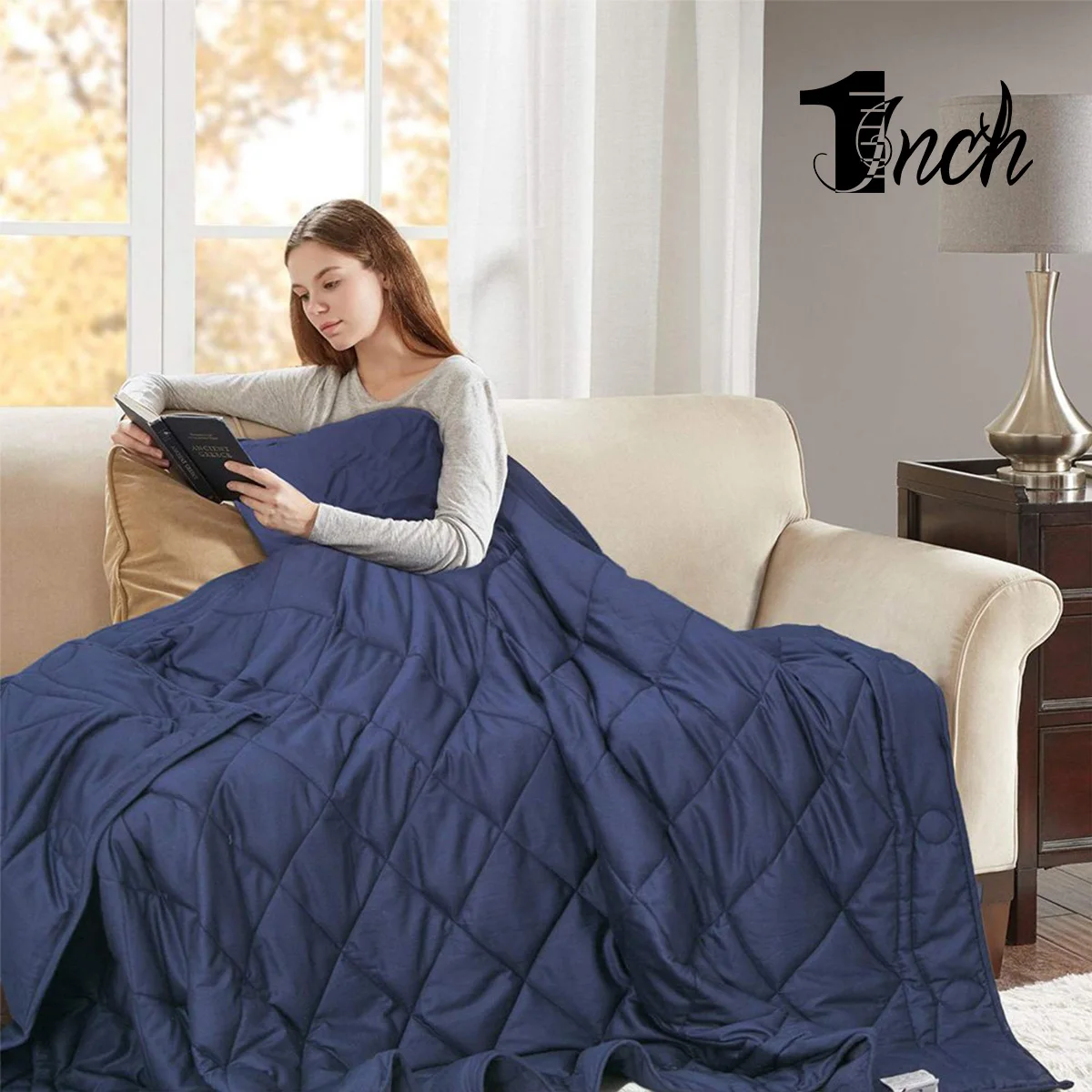 

1inchom 25lbs Rudece Stress Weighted Blanket Full/Queen Promote Sleep Weighted Blanket minkey duvet cover for bedroom furniture
