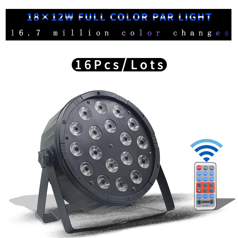 16Pcs/lots 18x12W 4in1 Flat LED PAR With dmx512 Control DJ Wedding Professional Stage Lighting Led Par Light RGBW 4 in 1 | Освещение