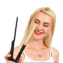

New Type Hair Straightener V-shaped Brass Comb Wet Dry Use DIY Clip Hair Straightening Brush