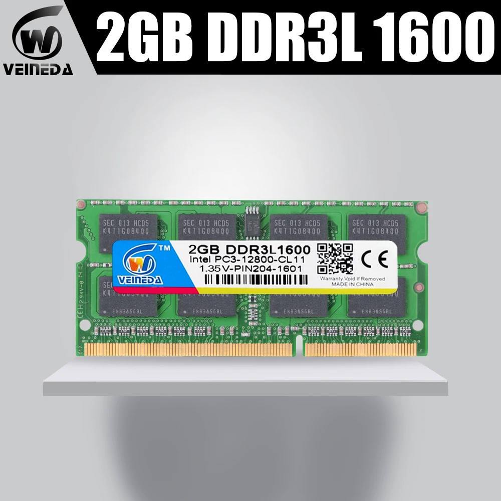 

VEINEDA RAM DDR3L 2GB 1333 1600 PC3-12800 1.35V For Intel AMD Compatible 2gb ddr 3 memoria ram Non-ECC SODIMM