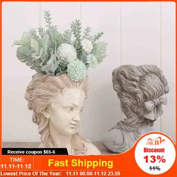 

Greek Goddess Bonsai Crafts Succulent Plant Resin Flower Pots Nordic Resin Vase Wedding Party Home Desk Decoration Accessories