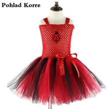 Детские платья в черный и красный горошек с бантом и божьей коровкой для маленьких девочек; платье для дня рождения; костюм божьей коровки на Рождество и Хэллоуин; платья; XX022